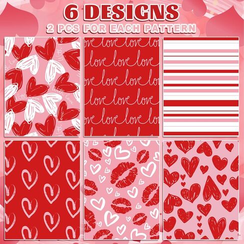 JarThenaAMCS 12 Sheet Valentine's Day Love Heart Wrapping Paper Wedding Gift Wrap Paper Folded Flat Red Pink White DIY Craft Art Paper for Birthday Wedding Party Supplies, 19.7 x 27.6 Inch in Saudi Arabia