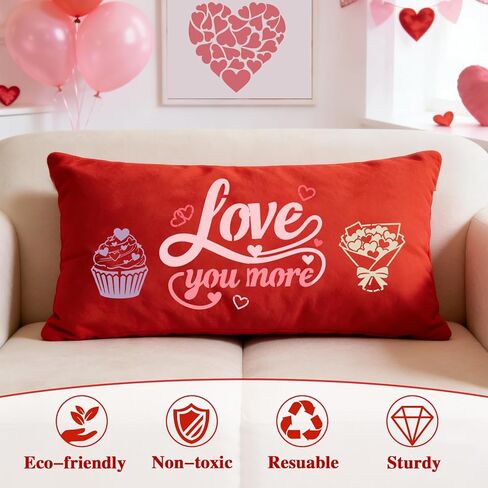 Konsait 8 PCS Valentine Door Mat Stencils for Painting, Reusable Valentine's Day Templates Love Kiss Heart Stencil Hello Valentine Stencil for Doormat Wood Floor Plastic Large Stencils in Saudi Arabia