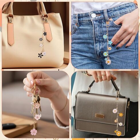 266Pcs Gold DIY Keychain Making Kit, Charm Jewelry Chain Making Crafts with 100 Flower Charms 20 Keychain Clips 120 Jump Rings 25 Extender Chain and Plier for DIY Crafts Accessories Women Bag Gift in Saudi Arabia