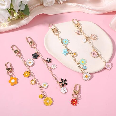 266Pcs Gold DIY Keychain Making Kit, Charm Jewelry Chain Making Crafts with 100 Flower Charms 20 Keychain Clips 120 Jump Rings 25 Extender Chain and Plier for DIY Crafts Accessories Women Bag Gift in Saudi Arabia