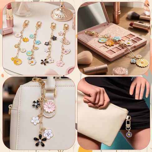 266Pcs Gold DIY Keychain Making Kit, Charm Jewelry Chain Making Crafts with 100 Flower Charms 20 Keychain Clips 120 Jump Rings 25 Extender Chain and Plier for DIY Crafts Accessories Women Bag Gift in Saudi Arabia