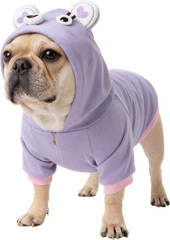 French Bulldog Clothes Sweaters, Frenchie Clothes Dog Hoodie for Small Medium Dogs Girl Boy, Fleece Puppy Sweater Cold Weather Winter Coats, Purple,M in Saudi Arabia