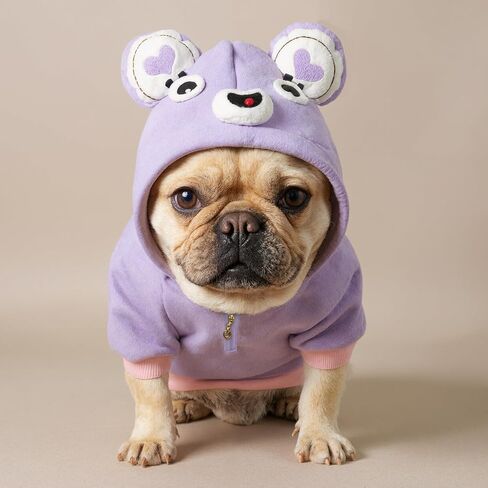 French Bulldog Clothes Sweaters, Frenchie Clothes Dog Hoodie for Small Medium Dogs Girl Boy, Fleece Puppy Sweater Cold Weather Winter Coats, Purple,M in Saudi Arabia