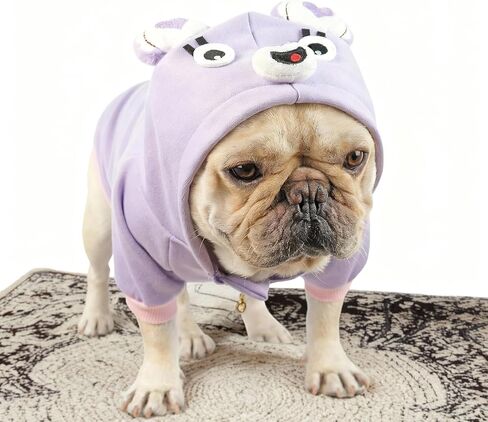 French Bulldog Clothes Sweaters, Frenchie Clothes Dog Hoodie for Small Medium Dogs Girl Boy, Fleece Puppy Sweater Cold Weather Winter Coats, Purple,M in Saudi Arabia
