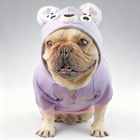 French Bulldog Clothes Sweaters, Frenchie Clothes Dog Hoodie for Small Medium Dogs Girl Boy, Fleece Puppy Sweater Cold Weather Winter Coats, Purple,M in Saudi Arabia