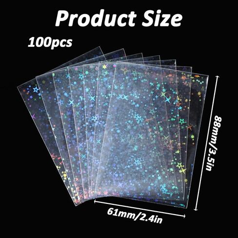 Photocard Sleeves, Reusable Star Cute Card Sleeves, 100 Pcs Transparent Holographic Card Sleeve for Photocards Mini Photo Cards Protective in Saudi Arabia