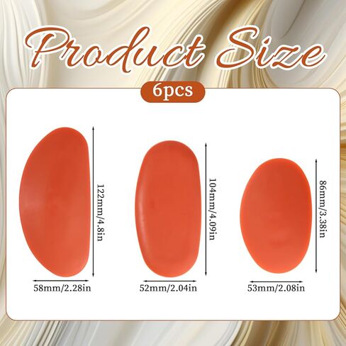 6 Pieces Red Pottery Ribs Soft Rubber Pottery Clay Ribs Set Ceramic Shaping Tools Silicone Sculpting Tools with 3 Different Sizes for Smooth Finishing and Removing Finger Marks in Kuwait