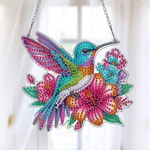 Hummingbird Diamond Painting Cartoon Color Pattern Bright Diamond Acrylic Material Hanging Home Decoration in Saudi Arabia