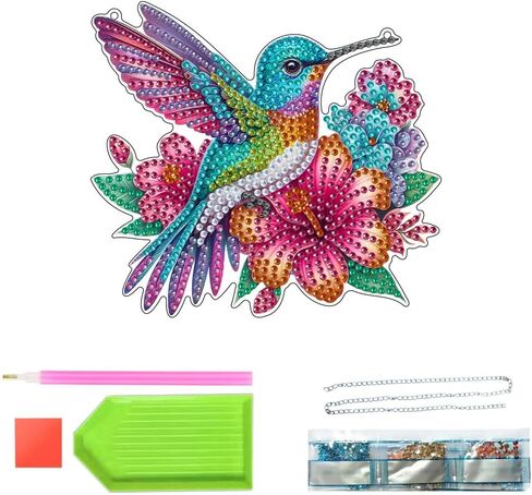Hummingbird Diamond Painting Cartoon Color Pattern Bright Diamond Acrylic Material Hanging Home Decoration in Saudi Arabia