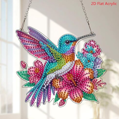 Hummingbird Diamond Painting Cartoon Color Pattern Bright Diamond Acrylic Material Hanging Home Decoration in Saudi Arabia