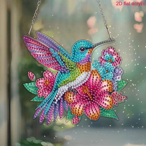 Hummingbird Diamond Painting Cartoon Color Pattern Bright Diamond Acrylic Material Hanging Home Decoration in Saudi Arabia