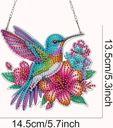 Hummingbird Diamond Painting Cartoon Color Pattern Bright Diamond Acrylic Material Hanging Home Decoration in Saudi Arabia