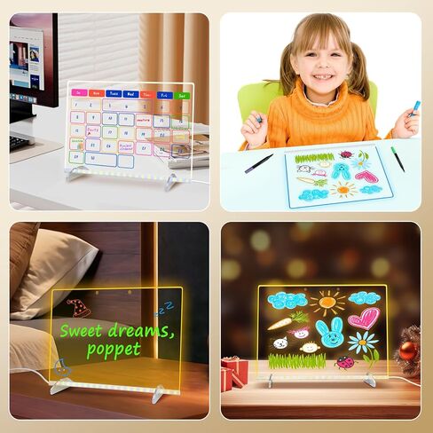 Led Drawing Board with 8 Colors, 13.8"x10" Acrylic Dry Erase Board with 14 Marker Pens, Glow Doodle Board as Birthday & Christmas Gifts for Teen Girls & Boys in Saudi Arabia