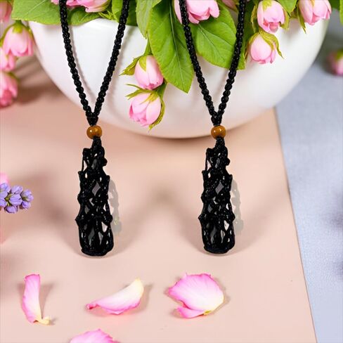 Extra Super Large Fish-Netted Crystal Cage Holders Black Necklace, Adjustable Cord Set Handwoven Rope for DIY Small Medium Quartz Stone Jewelry Making 3 Sizes (3, Medium) in Saudi Arabia