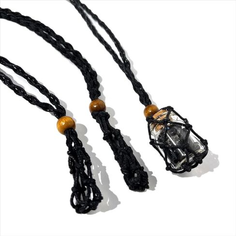 Extra Super Large Fish-Netted Crystal Cage Holders Black Necklace, Adjustable Cord Set Handwoven Rope for DIY Small Medium Quartz Stone Jewelry Making 3 Sizes (3, Medium) in Saudi Arabia