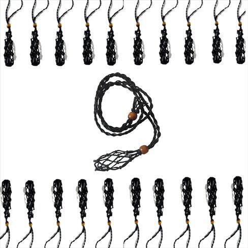 Extra Super Large Fish-Netted Crystal Cage Holders Black Necklace, Adjustable Cord Set Handwoven Rope for DIY Small Medium Quartz Stone Jewelry Making 3 Sizes (3, Medium) in Saudi Arabia