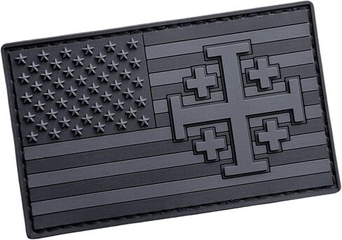 Holy Cross (Jerusalem Cross) and American Flag PVC Morale Patch – 2x3.25 3D Tactical Patch with Hook Backing – Waterproof Rubber Emblem for Backpacks, Vests & Jackets in Saudi Arabia