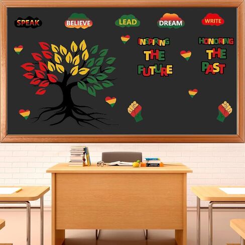 ملصقات حائط من الفينيل الأسود لشهر التاريخ - ملصقات ذاتية اللصق للفصول الدراسية، ولوحة الإعلانات وديكورات الأبواب، والديكور الأمريكي الأفريقي in Kuwait