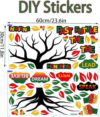 ملصقات حائط من الفينيل الأسود لشهر التاريخ - ملصقات ذاتية اللصق للفصول الدراسية، ولوحة الإعلانات وديكورات الأبواب، والديكور الأمريكي الأفريقي in Kuwait