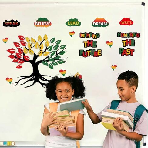 ملصقات حائط من الفينيل الأسود لشهر التاريخ - ملصقات ذاتية اللصق للفصول الدراسية، ولوحة الإعلانات وديكورات الأبواب، والديكور الأمريكي الأفريقي in Kuwait