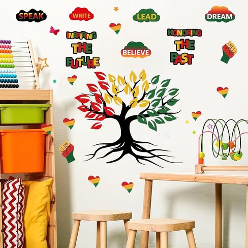 ملصقات حائط من الفينيل الأسود لشهر التاريخ - ملصقات ذاتية اللصق للفصول الدراسية، ولوحة الإعلانات وديكورات الأبواب، والديكور الأمريكي الأفريقي in Kuwait