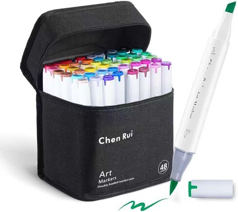 Chen Rui 180 Colors Brush Tip Alcohol Markers Dual Tip Art Marker Set Brush & Chisel Perfect for Illustration Artist Students Adult Coloring Sketching Back To School (180 Colors) in Saudi Arabia