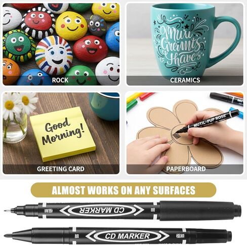 Sibba 20 PCS Dual-Tip Black Drawing Pens 0.5/1mm Bold & Fine Paint Markers, Fineliner Permanent Marker Bible Journaling Writing Pens for Artist Sketch Sketching Writing Dooding Marking Signature in Saudi Arabia