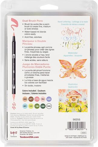 Tombow 56255 Dual Brush Pen Art Markers, Fairies, 10-Pack, Water-Based Ink, for Hand Lettering, Watercolor, Fine Art, Illustrations in Saudi Arabia