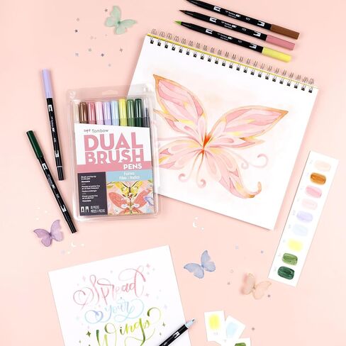 Tombow 56255 Dual Brush Pen Art Markers, Fairies, 10-Pack, Water-Based Ink, for Hand Lettering, Watercolor, Fine Art, Illustrations in Saudi Arabia