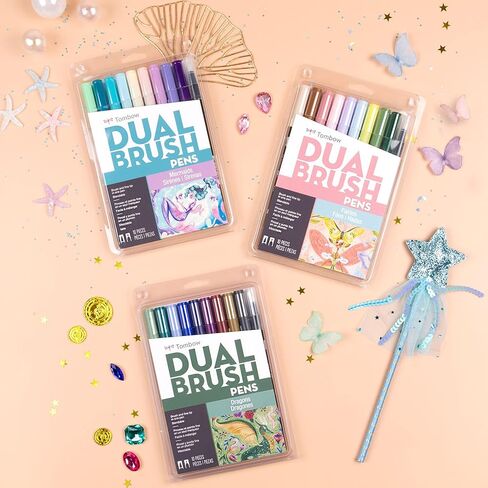 Tombow 56255 Dual Brush Pen Art Markers, Fairies, 10-Pack, Water-Based Ink, for Hand Lettering, Watercolor, Fine Art, Illustrations in Saudi Arabia