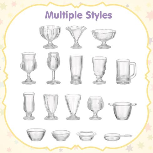 34 قطعة من أكواب بيت الدمى المصغرة مع أغطية من Angoily بمقياس 1/17، نموذج لعب طعام صغير من الراتنج، أكواب صغيرة لتزيين المنزل الصغير والحرف اليدوية in Kuwait