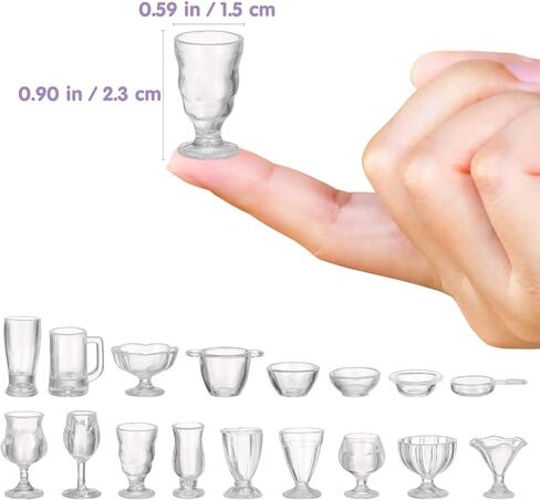 34 قطعة من أكواب بيت الدمى المصغرة مع أغطية من Angoily بمقياس 1/17، نموذج لعب طعام صغير من الراتنج، أكواب صغيرة لتزيين المنزل الصغير والحرف اليدوية in Kuwait