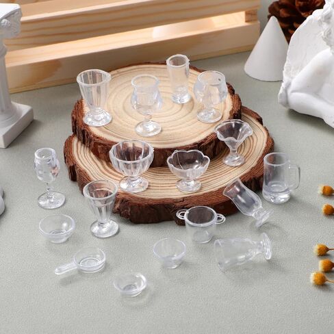 34 قطعة من أكواب بيت الدمى المصغرة مع أغطية من Angoily بمقياس 1/17، نموذج لعب طعام صغير من الراتنج، أكواب صغيرة لتزيين المنزل الصغير والحرف اليدوية in Kuwait