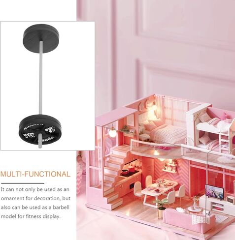 DOITOOL Dollhouse Barbell Miniature Gym Equipment Model Mini Fitness Barbell Prop for Office Desk and Doll House Decoration Sports Accessories, Black, 5. 7 X 1. 57 Inches in Saudi Arabia