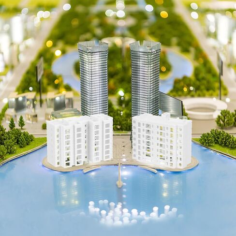 Vaguelly Miniature Apartment Building Model 3X1.4X0.8 Inch Lightweight Plastic Micro Landscape Prop for DIY Dollhouse Accessories and Sand Table Decoration in Saudi Arabia