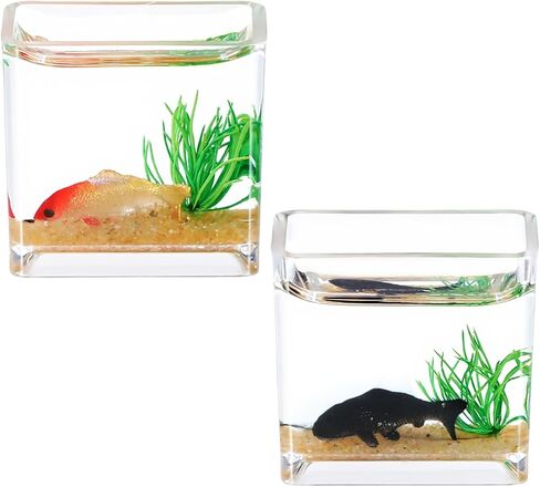 2 Pcs Miniature Fish Tank, Dollhoue Accessories Fish Bowls Resin Goldfish Gras Fish Figurine for Garden Scene Decor, Dollhouse Miniature DIY Craft, Aquarium Fish Ornament in Saudi Arabia