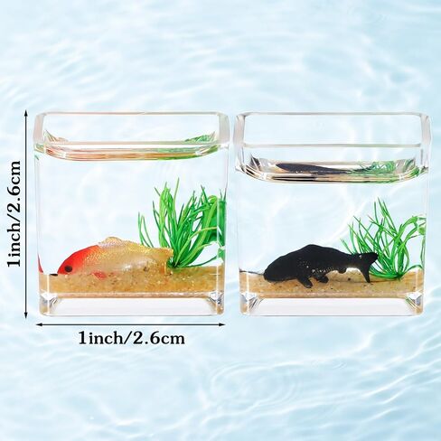 2 Pcs Miniature Fish Tank, Dollhoue Accessories Fish Bowls Resin Goldfish Gras Fish Figurine for Garden Scene Decor, Dollhouse Miniature DIY Craft, Aquarium Fish Ornament in Saudi Arabia