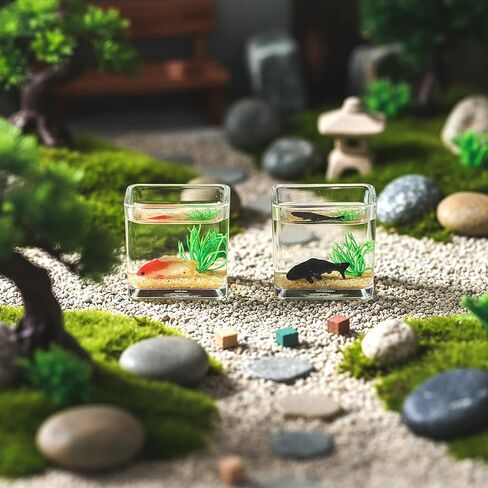 2 Pcs Miniature Fish Tank, Dollhoue Accessories Fish Bowls Resin Goldfish Gras Fish Figurine for Garden Scene Decor, Dollhouse Miniature DIY Craft, Aquarium Fish Ornament in Saudi Arabia