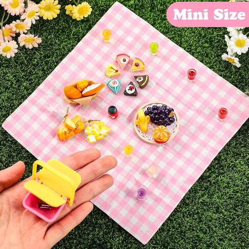 Soulchen 31 Pcs Picnic Basket Playset with Blanket Realistic Play Food Dessert Cup Miniature Kitchen Accessories Playset for Imaginative Christmas Tea Gift in Saudi Arabia