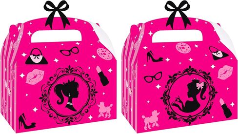 C L cooper life 12pcs Hot Pink Girl Party Treat Boxes Pink Birthday Party Decorations Princess Theme Gift Boxes Pink Girl Party Candy Box for Girls Bachelorette Party Bridal Shower Supplies in Saudi Arabia