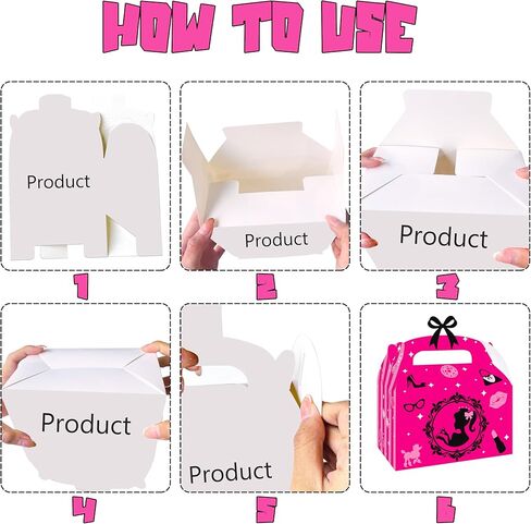 C L cooper life 12pcs Hot Pink Girl Party Treat Boxes Pink Birthday Party Decorations Princess Theme Gift Boxes Pink Girl Party Candy Box for Girls Bachelorette Party Bridal Shower Supplies in Saudi Arabia