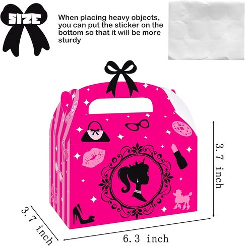 C L cooper life 12pcs Hot Pink Girl Party Treat Boxes Pink Birthday Party Decorations Princess Theme Gift Boxes Pink Girl Party Candy Box for Girls Bachelorette Party Bridal Shower Supplies in Saudi Arabia