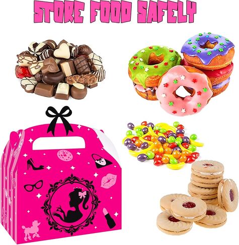 C L cooper life 12pcs Hot Pink Girl Party Treat Boxes Pink Birthday Party Decorations Princess Theme Gift Boxes Pink Girl Party Candy Box for Girls Bachelorette Party Bridal Shower Supplies in Saudi Arabia
