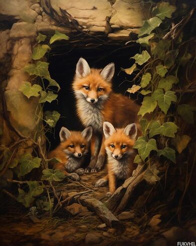 FUKVHIL DIY Paint by Numbers for Adults Beginner, Woodland Fox Family Den, Paint by Numbers Kit Painting by Numbers for Adults, Drawing Paintwork with Paintbrushes No Frame 40x50cm in Saudi Arabia