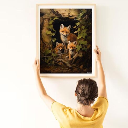 FUKVHIL DIY Paint by Numbers for Adults Beginner, Woodland Fox Family Den, Paint by Numbers Kit Painting by Numbers for Adults, Drawing Paintwork with Paintbrushes No Frame 40x50cm in Saudi Arabia