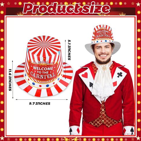 24 Pcs Welcome to the Carnival Top Bulk Hats Circus Party Paper Clown Hats for Carnivals Festival Holiday Parade Clown Jester Performance Halloween Christmas Cosplay Party Decor in Saudi Arabia