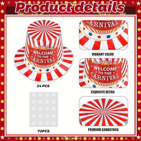 24 Pcs Welcome to the Carnival Top Bulk Hats Circus Party Paper Clown Hats for Carnivals Festival Holiday Parade Clown Jester Performance Halloween Christmas Cosplay Party Decor in Saudi Arabia