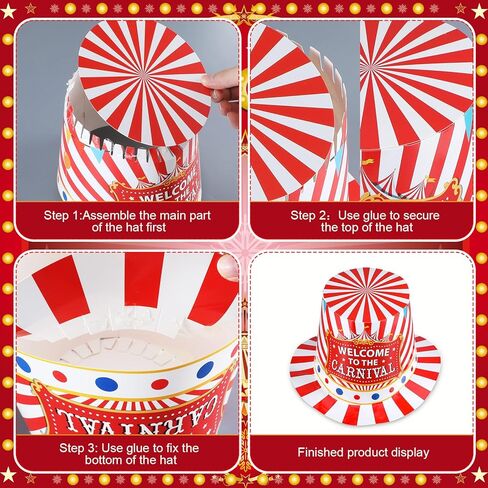 24 Pcs Welcome to the Carnival Top Bulk Hats Circus Party Paper Clown Hats for Carnivals Festival Holiday Parade Clown Jester Performance Halloween Christmas Cosplay Party Decor in Saudi Arabia