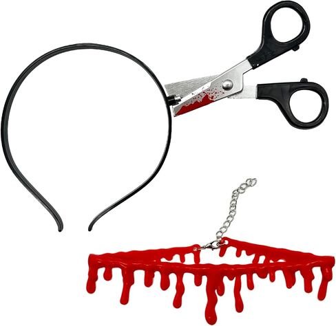 قطعتان من سكين الهالوين المزيف من خلال مجموعة عصابات الرأس، وعصابة رأس مقص وهمية ومجموعة قلادة دم وهمية، زي الحفلات in Kuwait