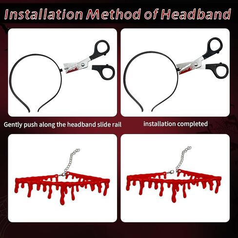 قطعتان من سكين الهالوين المزيف من خلال مجموعة عصابات الرأس، وعصابة رأس مقص وهمية ومجموعة قلادة دم وهمية، زي الحفلات in Kuwait